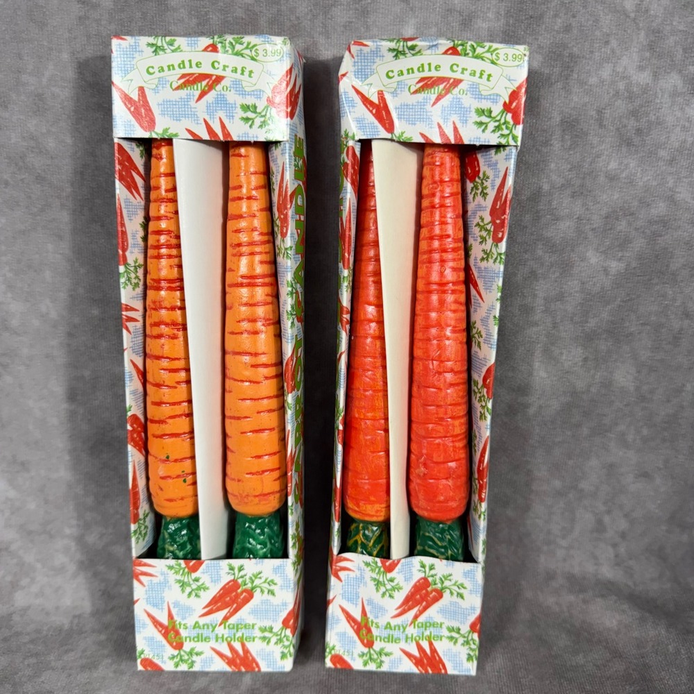 Vtg 1996 Loomco Carrot Taper Candles Set of 4 Easter Spring Decor 10" NIB NEW